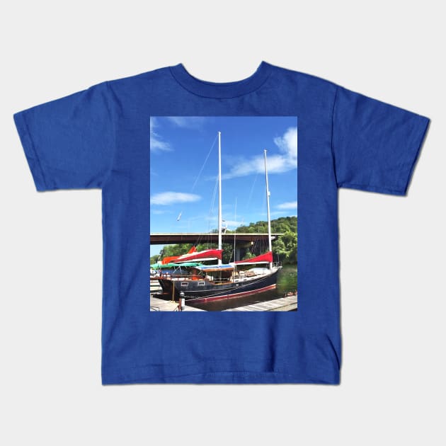 Kingston NY - Colorful Boats on Rondout Creek Kids T-Shirt by SusanSavad